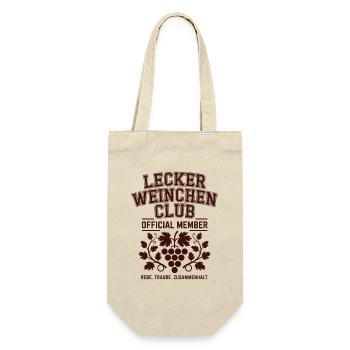 Wein Lecker Weinchen Club Weinliebhaber Rotwein - Geschenkbeutel für Flaschen - Natur - Vorne