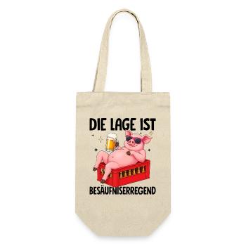 Die Lage Ist Besäufniserregend Schwein Bier - Geschenkbeutel für Flaschen - Natur - Vorne