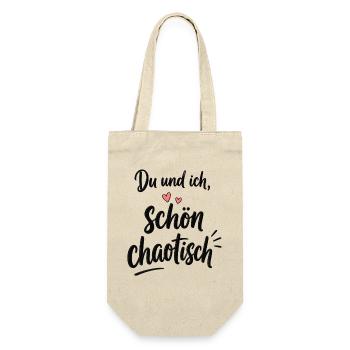 Du und ich – schön chaotisch mit Herz - Geschenkbeutel für Flaschen - Natur - Vorne