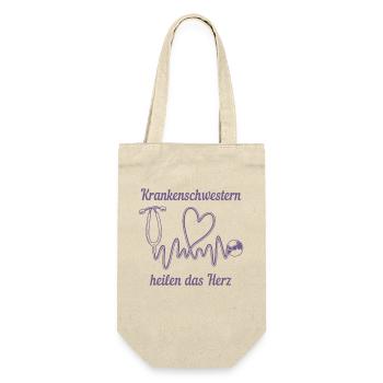 Herzformiges Stethoskop: Wir heilen das Herz - Geschenkbeutel für Flaschen - Natur - Vorne