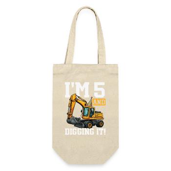 5 Years Old And Digs Excavator Birthday Design - Gift Bag for Bottles - nature - Front
