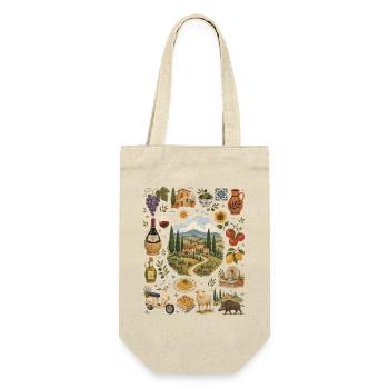 Toskana Sehnsucht | Italien & Dolce Vita - Geschenkbeutel für Flaschen - Natur - Vorne