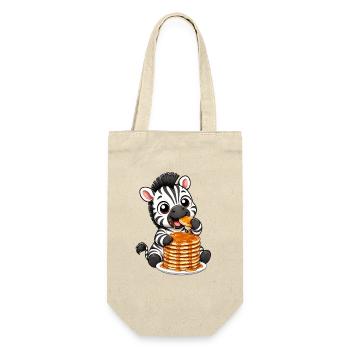 Zebra mit Pancakes Lustiger Cartoon - Geschenkbeutel für Flaschen - Natur - Vorne