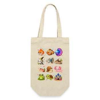 Kawaii Aquarium | Unterwasserwelt Tiere - Geschenkbeutel für Flaschen - Natur - Vorne