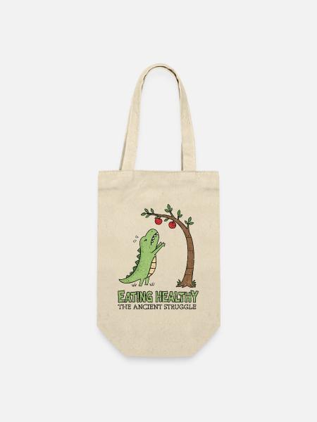 Gesunde Ernährung – Der uralte Kampf - Geschenkbeutel für Flaschen - Natur