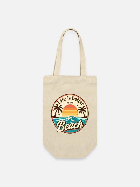 Life is better at the Beach – Retro Strandliebe - Geschenkbeutel für Flaschen - Natur