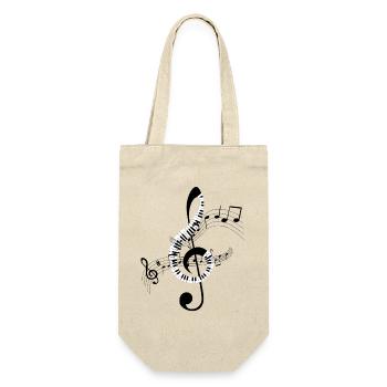Musiknoten Musik Musiker Notenschlüssel Noten - Geschenkbeutel für Flaschen - Natur - Vorne