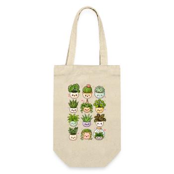 Kawaii Zimmerpflanzen | Urban Jungle - Geschenkbeutel für Flaschen - Natur - Vorne