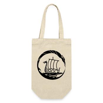 Celtic Irland Wikinger Keltisch Knoten Schiff - Geschenkbeutel für Flaschen - Natur - Vorne