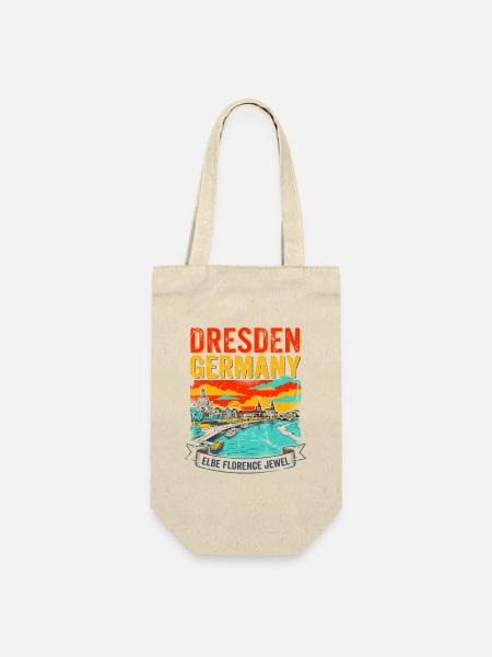 Florence Retro Dresden Germany City Skyline - Geschenkbeutel für Flaschen - Natur