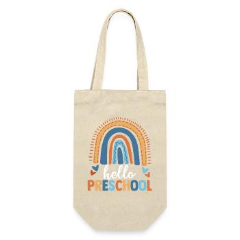 Hello Preschool Rainbow Back To School Cute Studen - Geschenkbeutel für Flaschen - Natur - Vorne