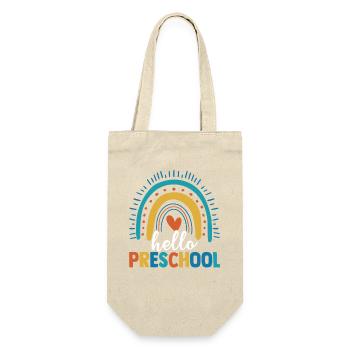 Hello Preschool Rainbow Back To School Cute Studen - Geschenkbeutel für Flaschen - Natur - Vorne