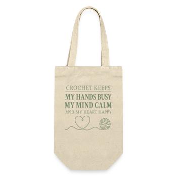  Häkeln Hält Meine Hände Beschäftigt, Geist Ruhig, - Geschenkbeutel für Flaschen - Natur - Vorne