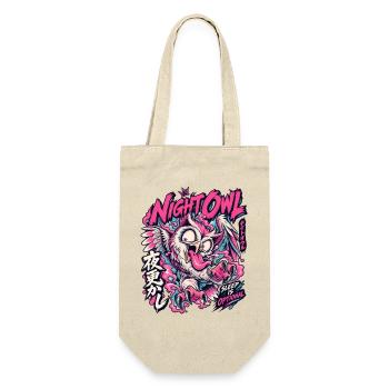 NachtEule Neon Punk Schlaflos - Geschenkbeutel für Flaschen - Natur - Vorne