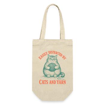  Leicht Ablenkbar Durch Katzen Und Garn Vintage - Geschenkbeutel für Flaschen - Natur - Vorne