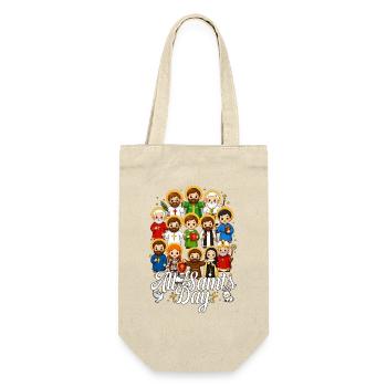 Allerheiligentag niedliche Kawaii-Katholische Heiligen - Geschenkbeutel für Flaschen - Natur - Vorne