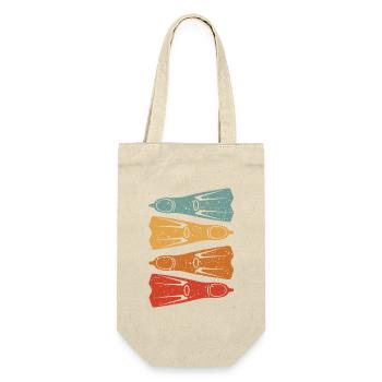 Retro Taucher Schwimmflossen Schnorchler Taucher - Geschenkbeutel für Flaschen - Natur - Vorne