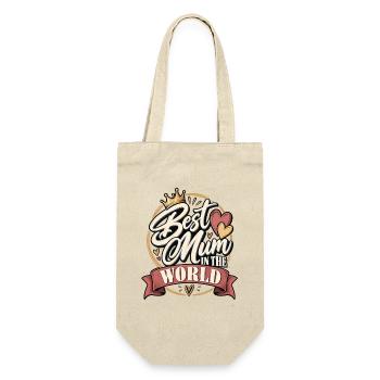 Best Mum in the World – Muttertag - Geschenkbeutel für Flaschen - Natur - Vorne