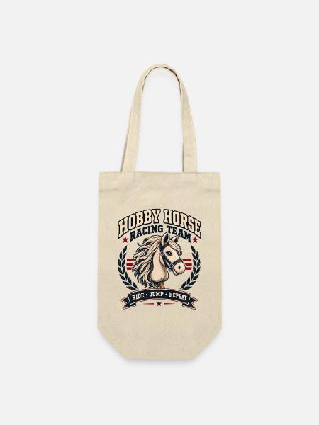 Hobby Horse Racing Team – Reiten Springen Wiederholung - Geschenkbeutel für Flaschen - Natur