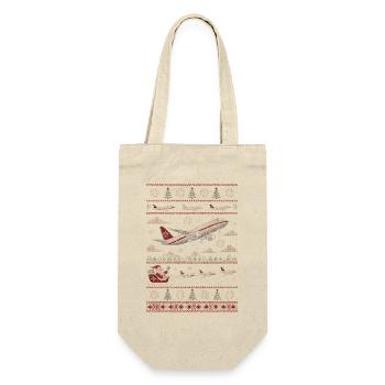 Weihnachtspullover mit Flugzeugmotiv - Geschenkbeutel für Flaschen - Natur - Vorne
