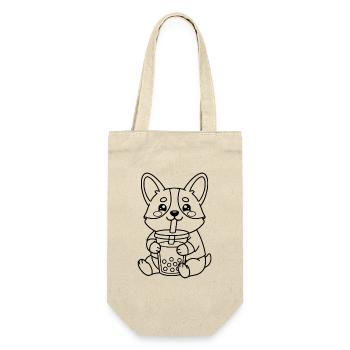 Niedliche Corgi Bubble Tea Gliederung Lustige Kawaii Boba - Geschenkbeutel für Flaschen - Natur - Vorne