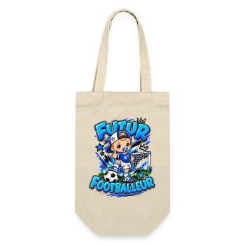 Zukünftiger Fußballer: Farbenfrohes Fußballbaby - Geschenkbeutel für Flaschen - Natur - Vorne