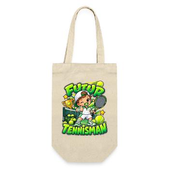 Zukünftiger Cartoon-Tennisspieler, Kindertennisspieler - Geschenkbeutel für Flaschen - Natur - Vorne