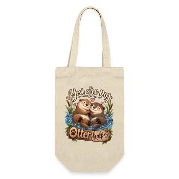 Süße Otter - You are my Otter half Paare Liebe  - Geschenkbeutel für Flaschen - Natur - Vorne