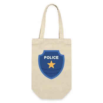Polizeiabzeichen im klassischen Schildstil - Geschenkbeutel für Flaschen - Natur - Vorne