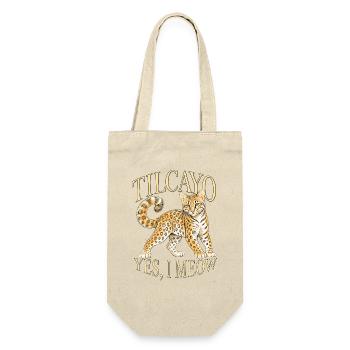 Tilcayo Leoparden Yes I Meow - Geschenkbeutel für Flaschen - Natur - Vorne