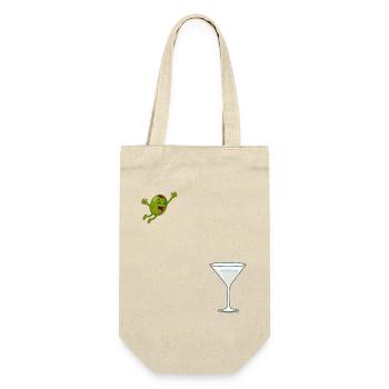 Olive springt ins Martiniglas Dirty Martini - Geschenkbeutel für Flaschen - Natur - Vorne