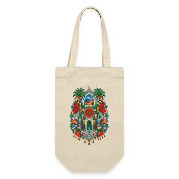 Marokko | Mosaik, Palmen & Medina - Geschenkbeutel für Flaschen - Natur - Vorne