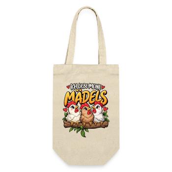 Hühner Ich liebe meine Mädels Hühnerstall - Geschenkbeutel für Flaschen - Natur - Vorne