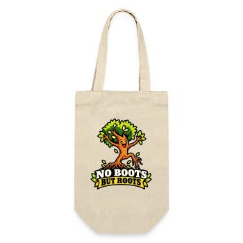 No Boots But Roots – Lustiger Baum - Geschenkbeutel für Flaschen - Natur - Vorne