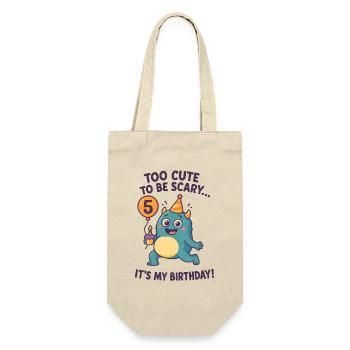 Too Cute To Be Scary 5. Geburtstag Monster - Geschenkbeutel für Flaschen - Natur - Vorne