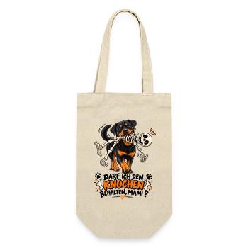 Hund mit Knochen-Skelett Comedy - Geschenkbeutel für Flaschen - Natur - Vorne