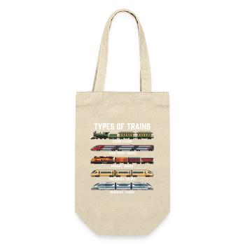 Zugtypen – Dampf-Güter-Bullet Train Lover - Geschenkbeutel für Flaschen - Natur - Vorne