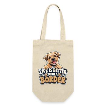 Das Leben ist besser mit einem Border – Border Terrier - Geschenkbeutel für Flaschen - Natur - Vorne