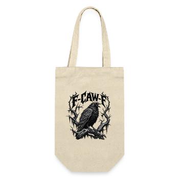 F-CAW-F Gothic Raven Dark Humor Crow - Geschenkbeutel für Flaschen - Natur - Vorne