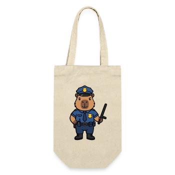 Süßer Capybara-Polizist Ästhetischer Niedlicher Nagetier - Geschenkbeutel für Flaschen - Natur - Vorne