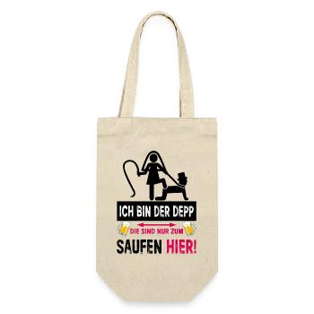 JGA Depp Shirt Lustiger Junggesellenabschied - Geschenkbeutel für Flaschen - Natur - Vorne