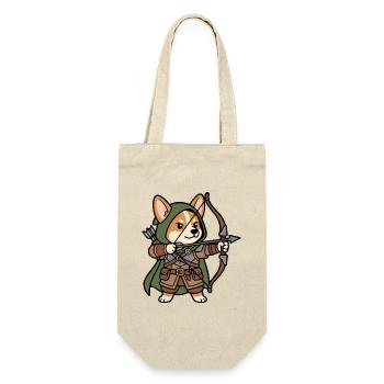 Niedlicher Corgi-Bogenschütze-RPG Fantasy-Gamer-Hund - Geschenkbeutel für Flaschen - Natur - Vorne