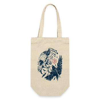Nordische Mythologie Eule & Rabe - Geschenkbeutel für Flaschen - Natur - Vorne