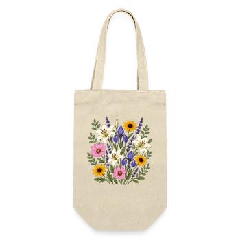 Weisse Lilie violette Iris Lavendel Cottagecore - Geschenkbeutel für Flaschen - Natur - Vorne
