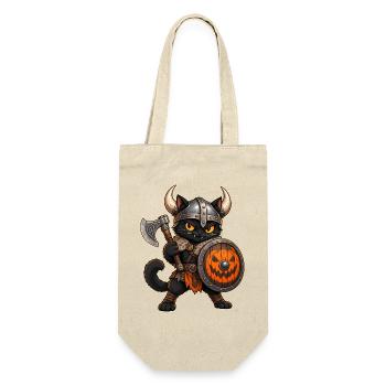 Halloween-Wikingerkatze - Geschenkbeutel für Flaschen - Natur - Vorne