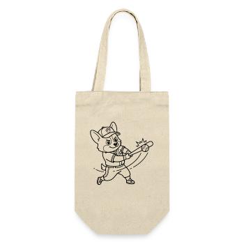 Niedlicher Corgi-Baseballspieler-Hund-Umriss - Geschenkbeutel für Flaschen - Natur - Vorne
