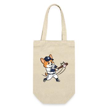 Süßer Corgi-Hund spielt Baseball, Sportliebhaber - Geschenkbeutel für Flaschen - Natur - Vorne