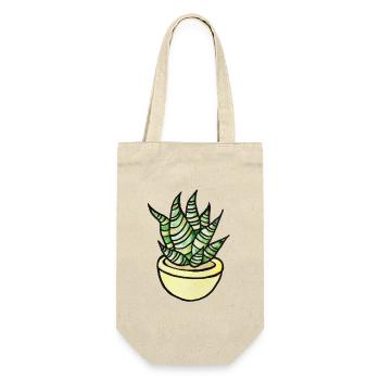 Sukkulenten-Aquarelltopf - Geschenkbeutel für Flaschen - Natur - Vorne