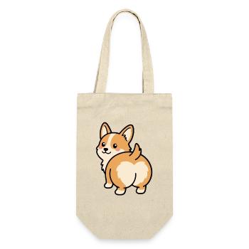Süßer Corgi-Po Kawaii Fluffy Dog Heart Po Geschenk - Geschenkbeutel für Flaschen - Natur - Vorne