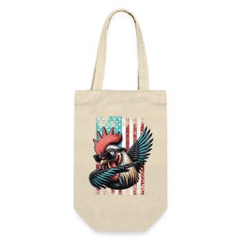 Rooster US Hahn - Geschenkbeutel für Flaschen - Natur - Vorne